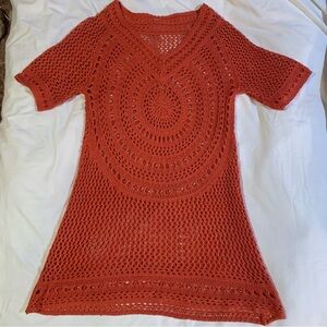 Crochet Dress Boho Western Cottage Terracotta Hippie Chic Summer Soft Cozy